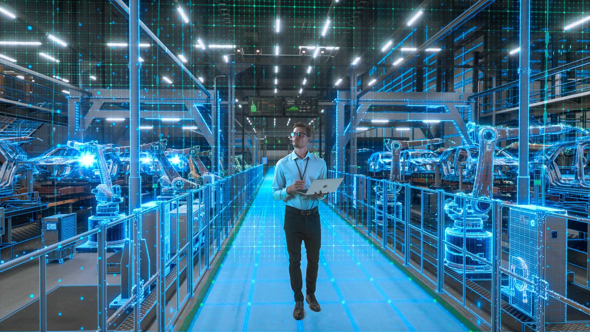 Man looking at digital material.
