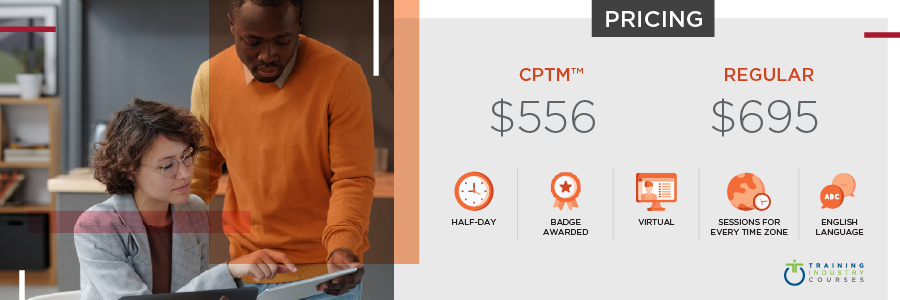 Learning Analytics Workshop: 1-Half Day, Badge Awarded, Virtual, Sessions for Every Time Zone, English Language. Cost: $556 for CPTMs or $695